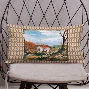 20x12 pollici / Equitazione a cavallo / Caccia alla volpe / Cuscino lombare Premium / Arredamento equestre