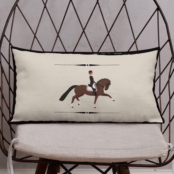 20" x 12" Equestrian Lumbar Pillow, English Riding, Decorative Premium Cotton Pillow | Horseback Riding | Dressage | Hunter Jumper