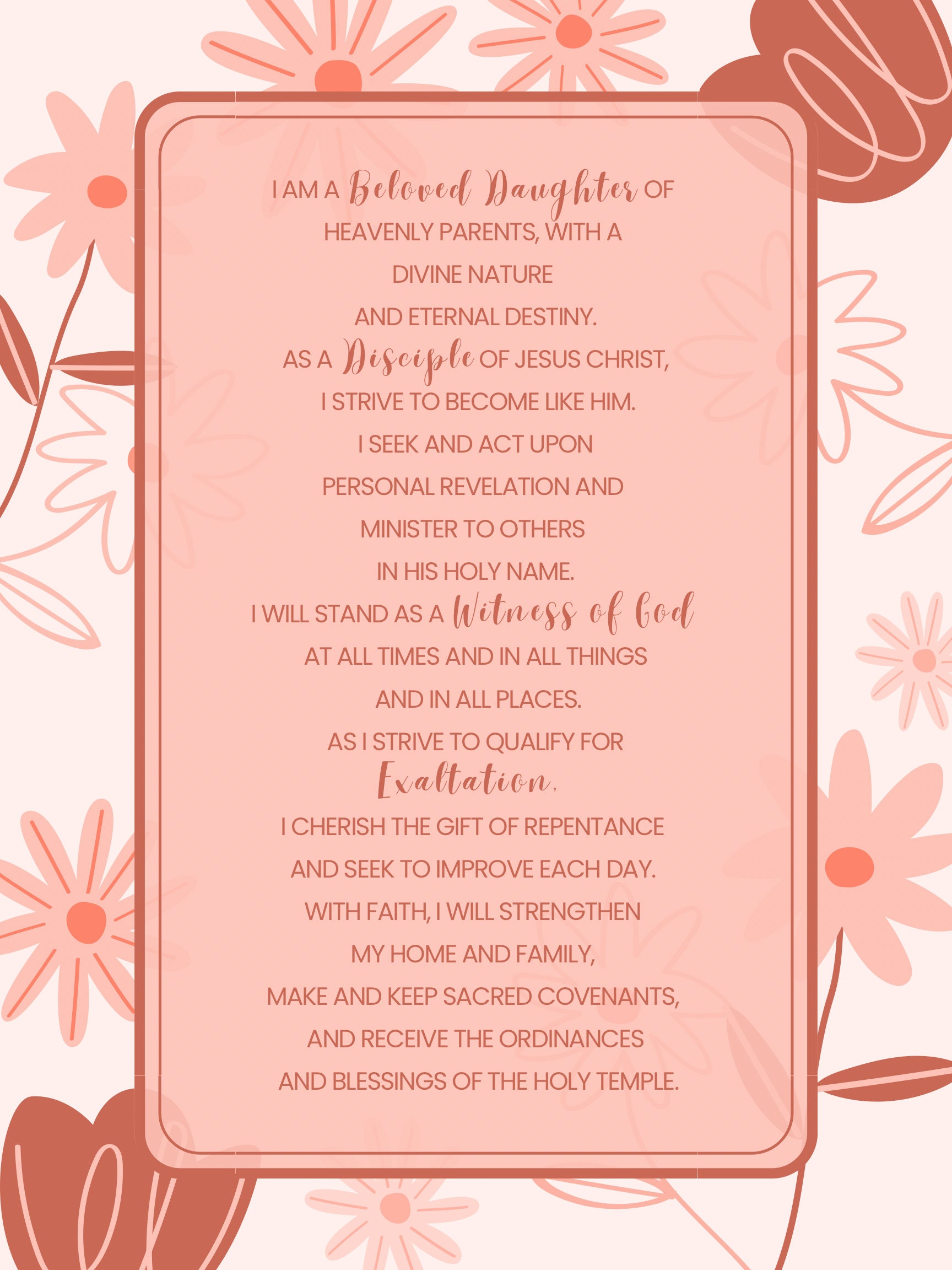 New LDS Young Women Theme Printable Poster Etsy UK
