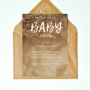 Editable Pampas Grass Boho Baby Shower Invitation Card Template, Printable, Instant Download, Simple, Modern, Gender Neutral, Bohemian