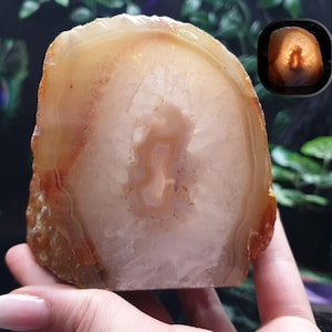 Agate tealight candle holder, untreated, naturall colored agate. Tablelamp/ bedsidetable lamp/crystal agate lamp. #20 Crystal-Sisterhood