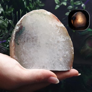 Agate tealight candle holder. Tablelamp/ bedsidetable lamp/crystal agate lamp. #17 Crystal-Sisterhood
