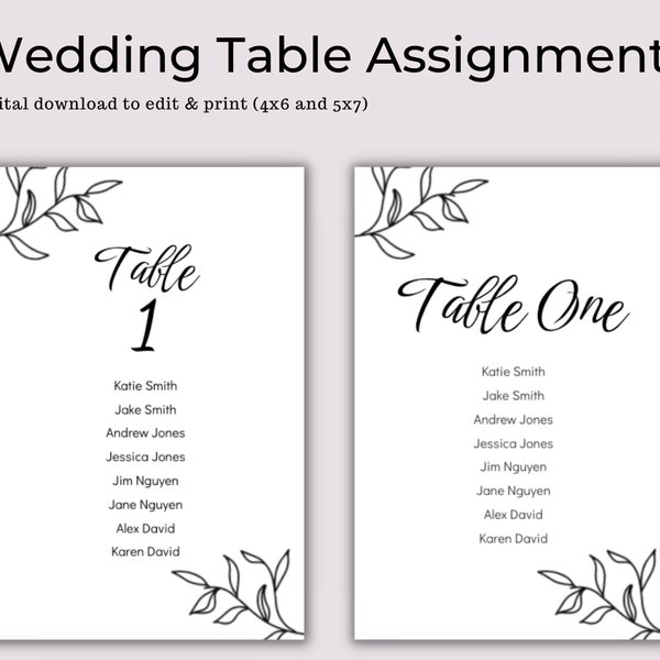Wedding Table Assignment, Seating Chart Template (Digital, Google Slides)
