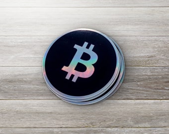 Holographic Bitcoin Logo Sticker: Waterproof Crypto Vinyl Decal