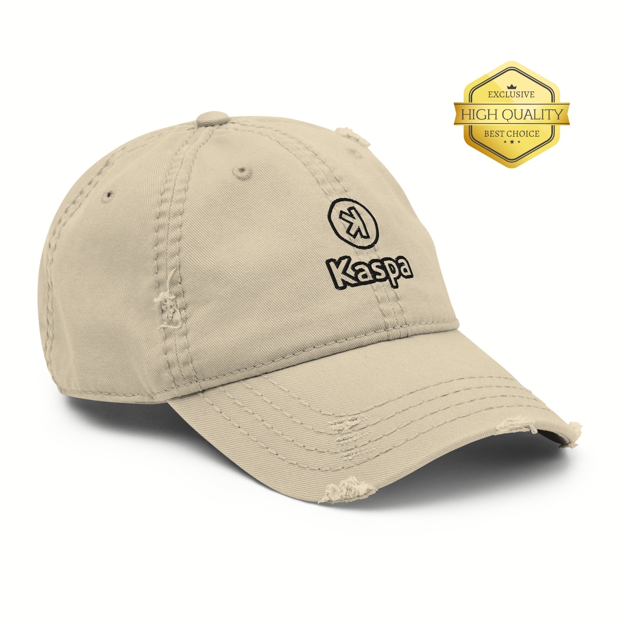 Embroidered Kaspa Logo Distressed Dad Hat - Etsy Israel