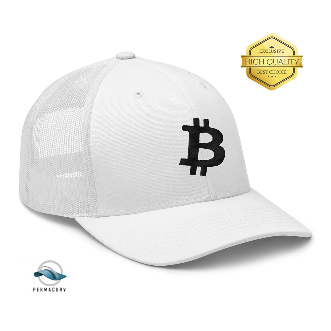 Embroidered Bitcoin Logo Trucker Hat - Retro Style