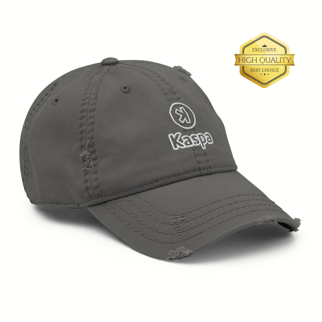 Embroidered Kaspa Logo Distressed Dad Hat - Etsy Israel