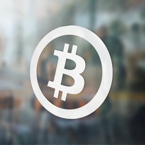 Bitcoin Decal: Gloss White BTC Crypto Logo - Waterproof Vinyl