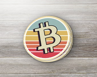 Adesivo in vinile retrò Bitcoin: decalcomania impermeabile per laptop BTC