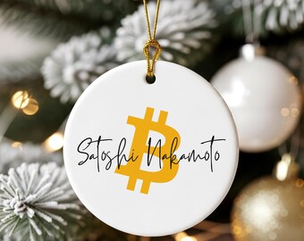 Satoshi Nakamoto Cryptocurrency Double-sided Print Round Ceramic Ornament