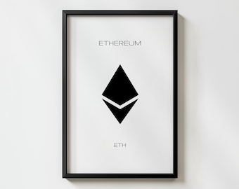 Minimal Etereum Crypto Logo Wall Art Poster | Enhanced Matte Museum-Quality Print