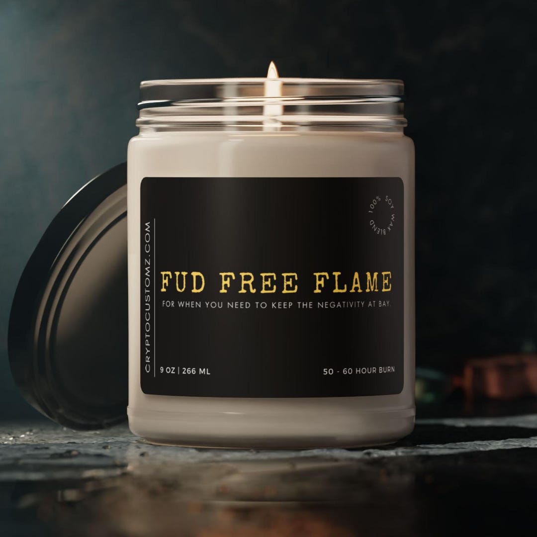 面白い暗号テーマ「Fud Free Flame」香り付きソイキャンドル、9オンス - Etsy 日本