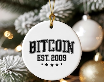 Bitcoin EST. 2009 Cryptocurrency Double-sided Print Round Ceramic Ornament