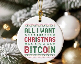Bitcoin EST. 2009 Cryptocurrency Double-sided Print Round Ceramic Ornament