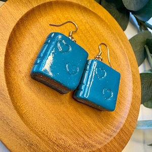 Polymer Clay Book Earrings | Simple Fantasy Book Dangles | Handmade Clay Jewelry | Sparkly Book Earrings