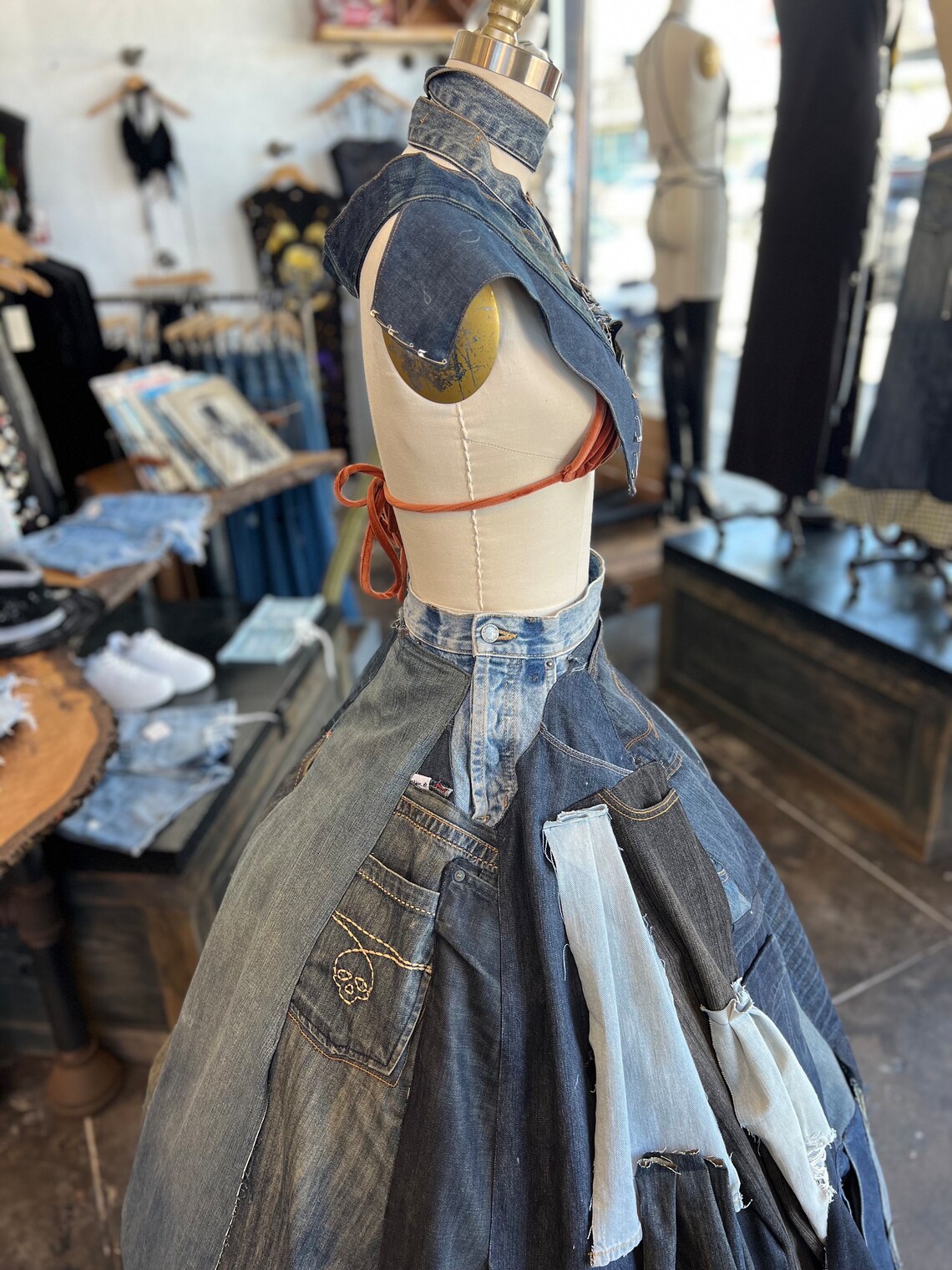 Patchwork Vintage Denim Skirt