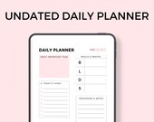 UNDATED PINK Daily Planner, Daily Planner Digital Download, Daily Planner Printable, INSTANT Download for iPad, Goodnotes, Annotative Apps