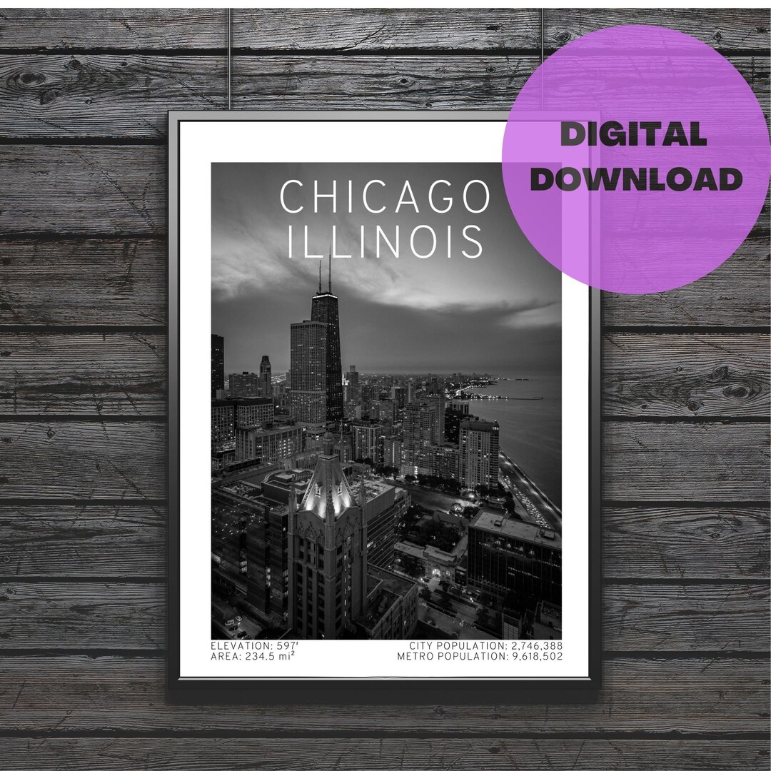 Chicago Illinois Printable Gallery Wall Design US Cities - Etsy