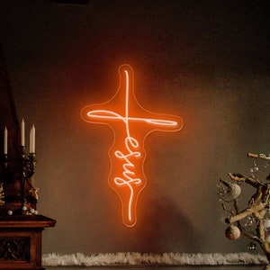 Jesus Neon Sign, Jesus Christ Led Sign, Home Decor, Custom Neon Sign, Christianity Led Lights, Cross Neon Sign, Christian Led Signs
