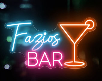 Personalized Home Bar Neon Sign, Custom Cocktail LED Light, Man Cave Decor