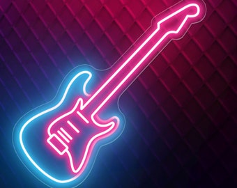 Custom Guitar Sign, Guitar Neon Sign, Electric Guitar, Guitar Gifts, Guitar Band Room Sign, LED Neon Sign, Music Lover Gift, Guitarist Gifts