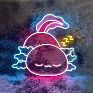 Cute Axolotl Neon Sign, Axolotl Sleeping Sign, Hologram Light, Kawaii Decor, custom neon sign, wall decor art, LED Neon Sign, Birthday gift