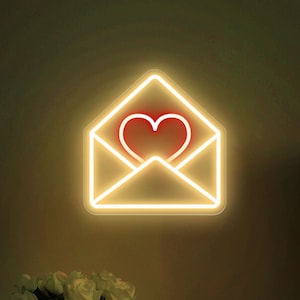 Liebe Briefumschlag, Liebesbrief Neon, Romantisches Liebe Neon Schild, Neon Schild Custom Love Lights Hochzeit, Wohndeko, Valentinsgeschenk Neonlicht