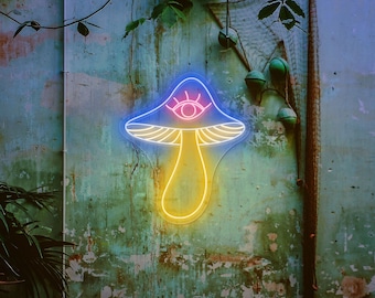 Custom Mushroom Neon Sign, Mystical Third Eye Decor
