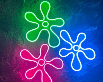 Popping Flowers Neon Sign, Spongebob flower neon sign, Led Neon Sign, Wall Decor, Gift for her, Wall Art Bedroom Home Decor Neon