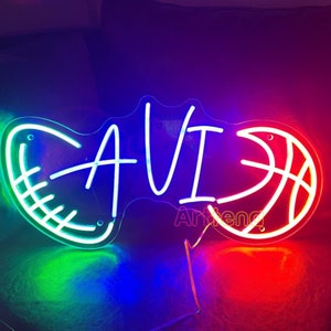 Custom name with icons neon sign Bedroom Decor Kids Room Birthday Party Gift Custom Kid room neon light Volleyball Player Neon Sign