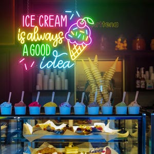 Ice Cream Is Always A Good Idea Neon Sign, Ice Cream Neon Sign, Ice Cream Store Shop Wall Art, Business Led Logo Decor, Ice Cream Led Signs