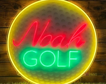 Letrero de neón LED personalizado para golf, luz de neón personalizada con forma de pelota de golf, decoración para sala de golf, arte de pared para cueva de hombre, letrero de palo de golf, regalo para golfistas