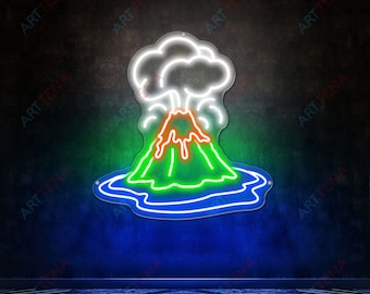 Handmade Volcano Eruption LED Neon Sign, Wall Art Decor