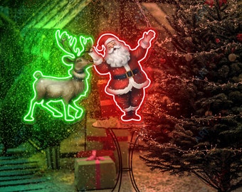 ネオンサンタとトナカイのクリスマスデコレーション トナカイの装飾