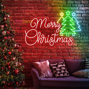 Triple Christmas Tree Neon Sign, Xmas Party Decor Sign, Merry Christmas LED Sign, Xmas Wall Decor, Christmas Sign, Christmas Tree Neon Sign