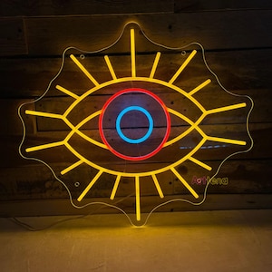 Evil Eye Neon Zeichen, Wand-Kunst-Dekor, Benutzerdefiniertes Neon Sign Logo, Schutzschild, Evil Eye LED-Licht, Hauptwanddekor, Neon Eye Sign, Wanddekor