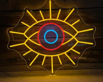 Evil Eye Neon Sign, Wall Art Decor, Custom Neon Sign Logo, Protection Sign, Evil Eye LED Light, Home Wall Decor, Neon Eye Sign, Wall Decor