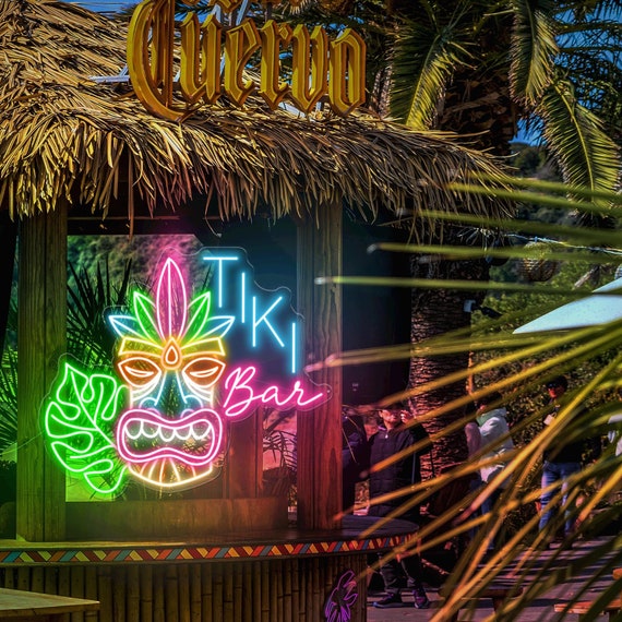 オーダーメイド　ネオンサイン TIKI BAR 看板　ネオン管　BAR ガレージ Custom Tiki Bar Neon Sign, Beach Bar Decor - Etsy