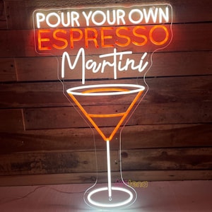 Benutzerdefinierte Espresso Martini Leuchtreklame, Cocktail Leuchtreklame, Fun Social Club & Girls Night Einzigartiges Getränk Neon, Leuchtreklame Wandkunst, Bar Studio Dekor