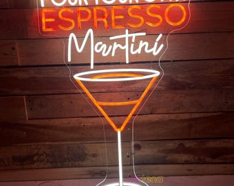 Custom Espresso Martini Neon Sign, Cocktail Neon Sign, Fun Social Club & Girls Night Unique Drink Neon, Neon Sign Wall Art, Bar Studio Decor
