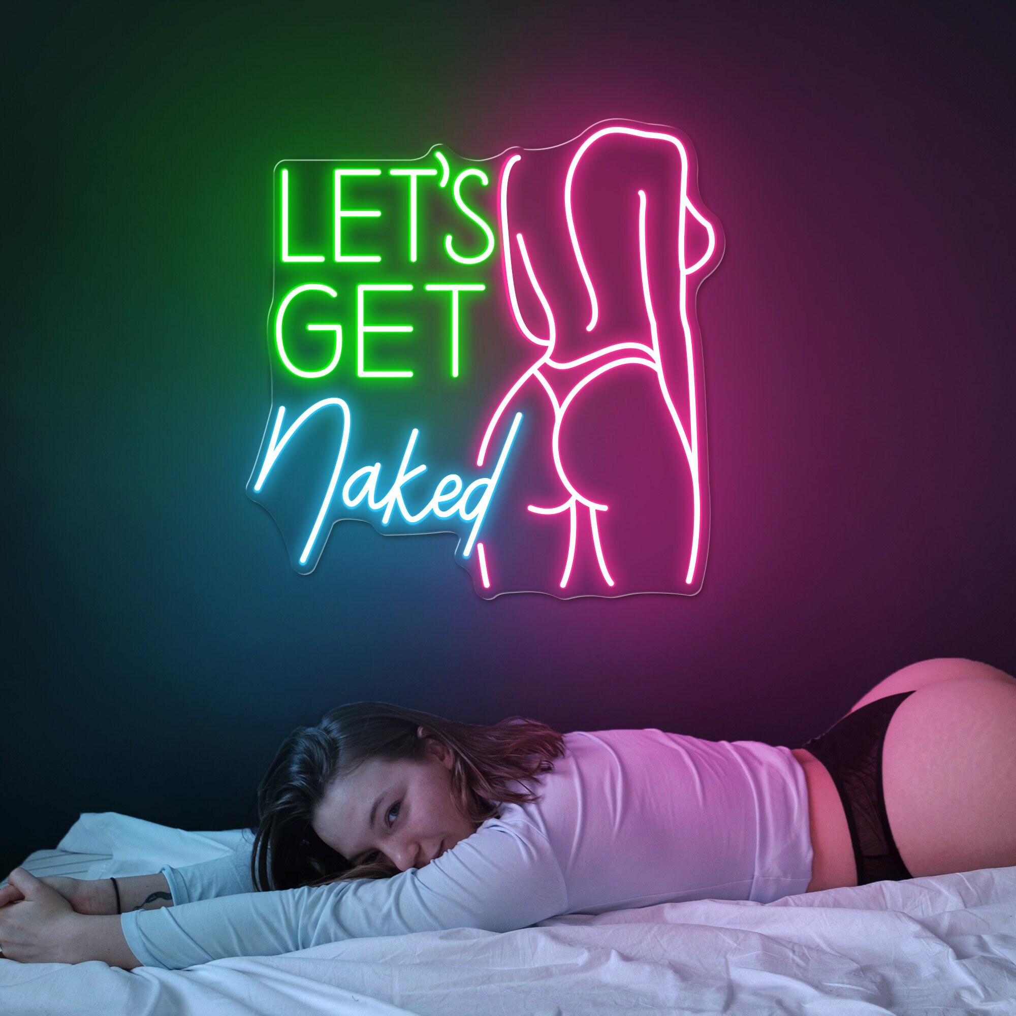 Let Get Naked Neon Sign Woman Body Neon Sign Get Naked Neon Sign Bathroom Neon Light Bathroom Wall Hangings Dorm Sign Valentine Gift