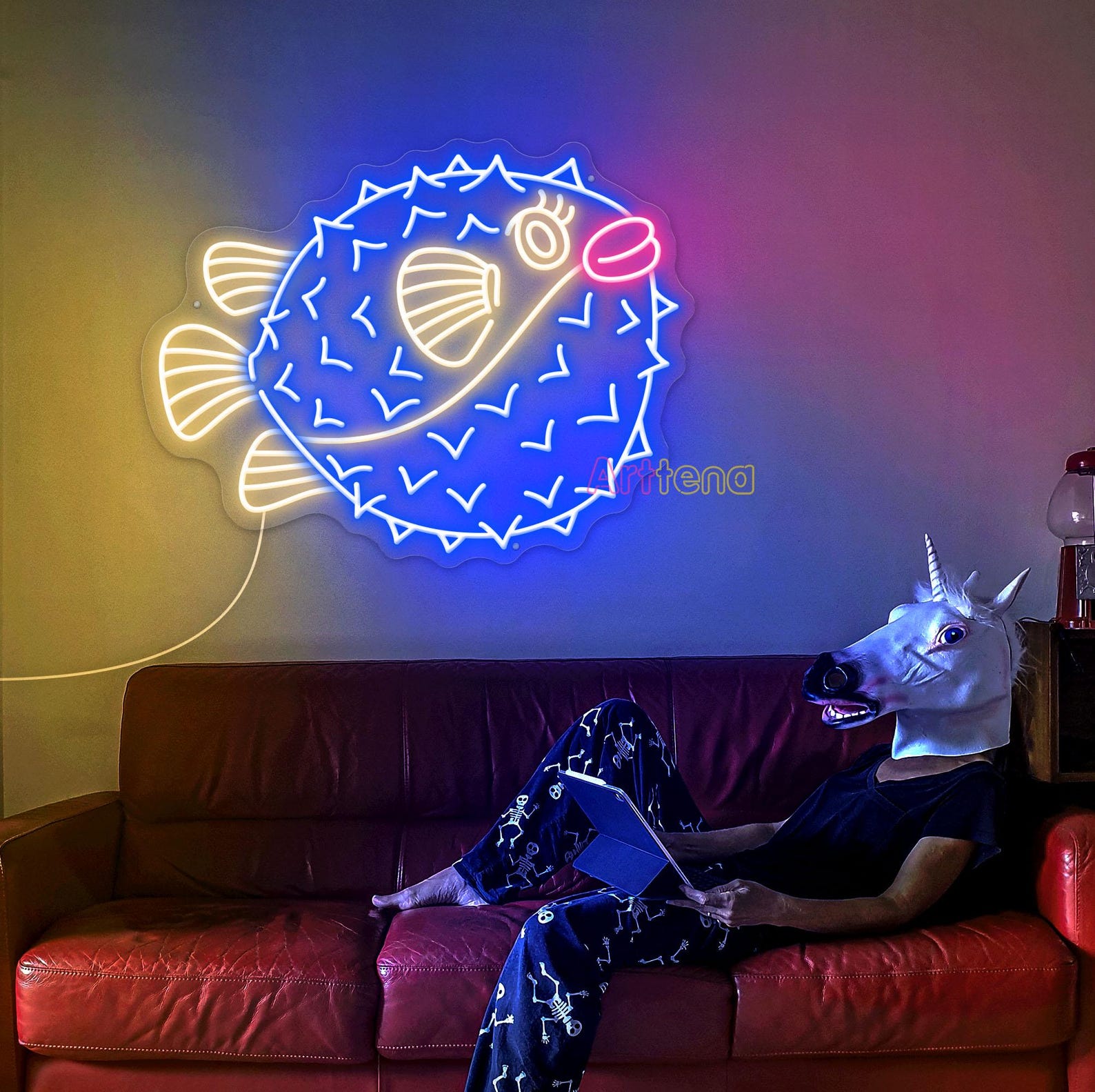 Puffer Fish Neon Sign, Fish Led Sign, Blowfish Light Sign, Fugu Led ...