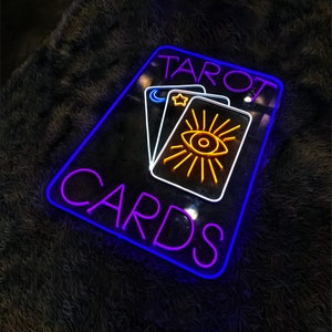 Tarot Card Neon Sign, Tarot Card Reader, Psychic Tarot Moon Stars Neon Sign, Fortune Teller Sign, Psychic Shop Decor, Custom Neon Sign