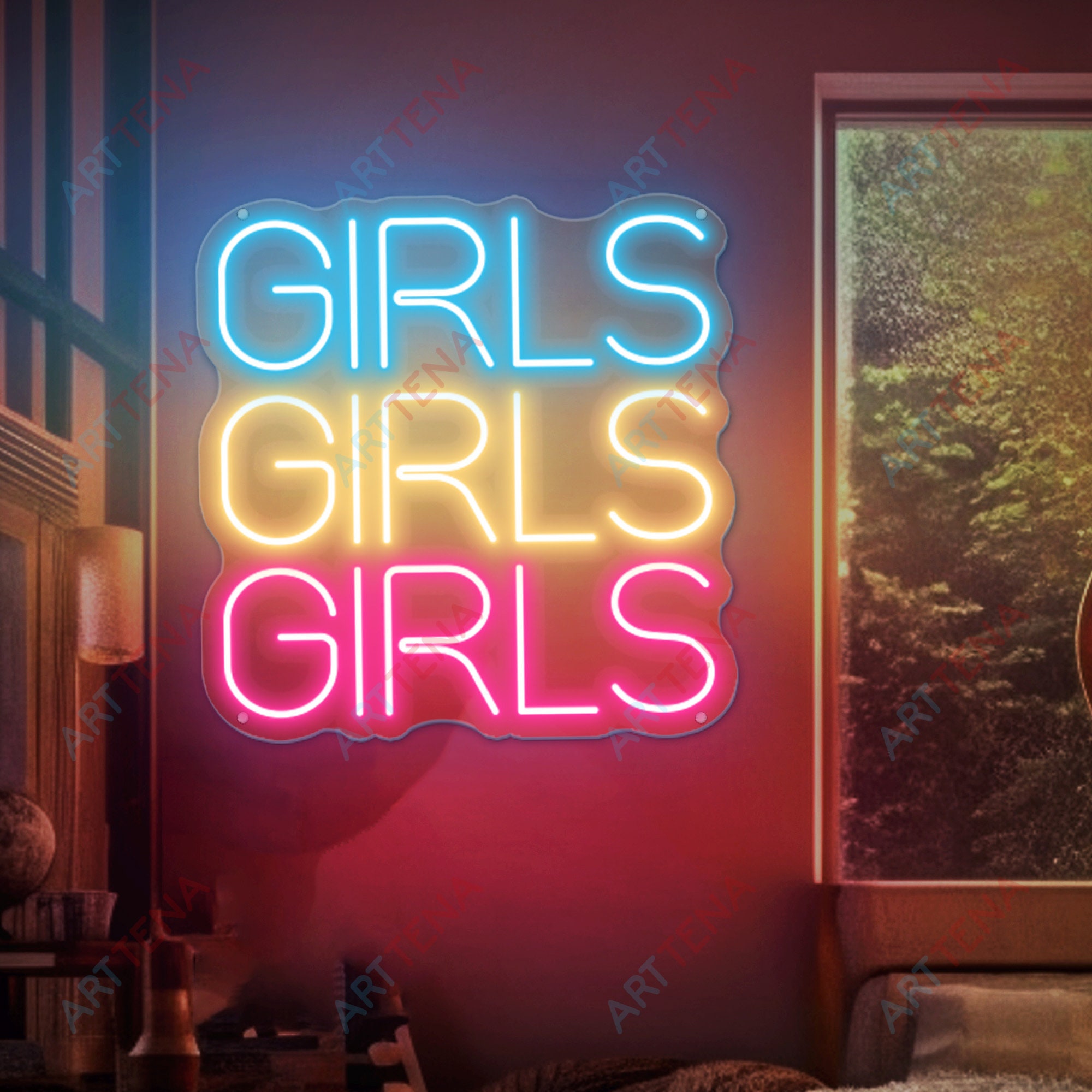Custom Neon Sign, Girls Girls Girls Neon Sign, Neon Sign for Girls