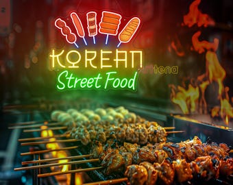 Korean Street Food Led Neon sign Custom Korean Restaurant Decor Personalized Korean sign Shop Art decor Gift for friend Korean Gift