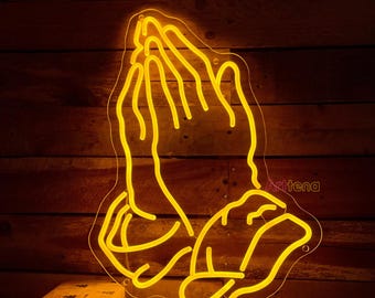 Praying Hand Neon Sign,Custom Neon sign,Interior Design,Hand of God Neon Sign, Jesus Neon Wall Decor, Christian Gift, Personalized Neon Sign