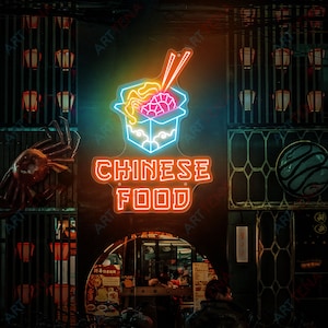 Chinese Food Neon Sign, Ramen Sign Ramen Neon Sign Ramen Bowl Neon Sign Signs for Restaurant Home Bar Kitchen Chinese Wok t Box Neon Sign