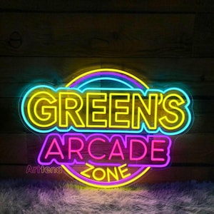 Custom Arcade LED Neon Sign Game Room Neon Light Up Sign Retro Gaming Room Wall Decor Gift For Gamer Home Bedroom Customize Your Arcade