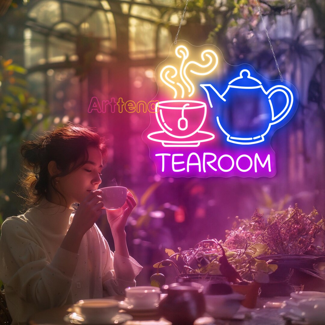 Tea Room Neon Sign, Tea Cup and Tea Pot Neon Light, Tea Pot LED Light ...