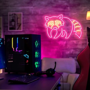 Raccoon Neon Sign, Cute Raccoon Led neon, Animal Raccoon Led light, Custom Raccoon LED Neon, Raccoon Corner Decor, Home Room Wall Decor